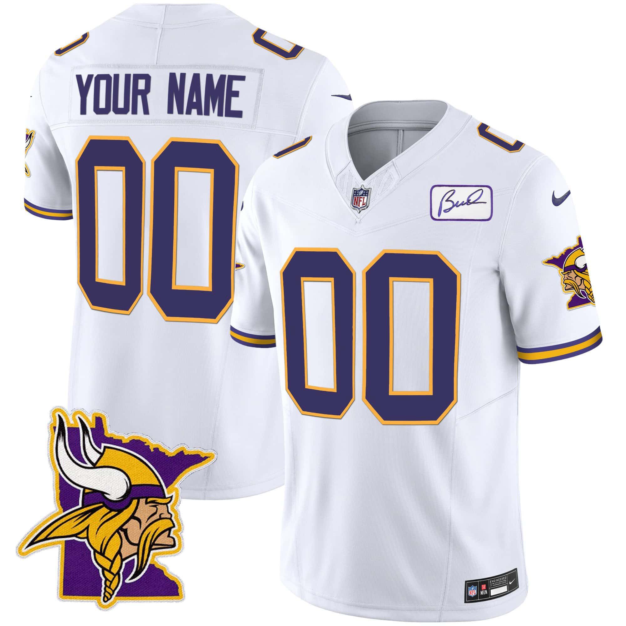 Men Minnesota Vikings White 2024 Nike Patch Classic Limited Custom NFL Jersey->customized nfl jersey->Custom Jersey